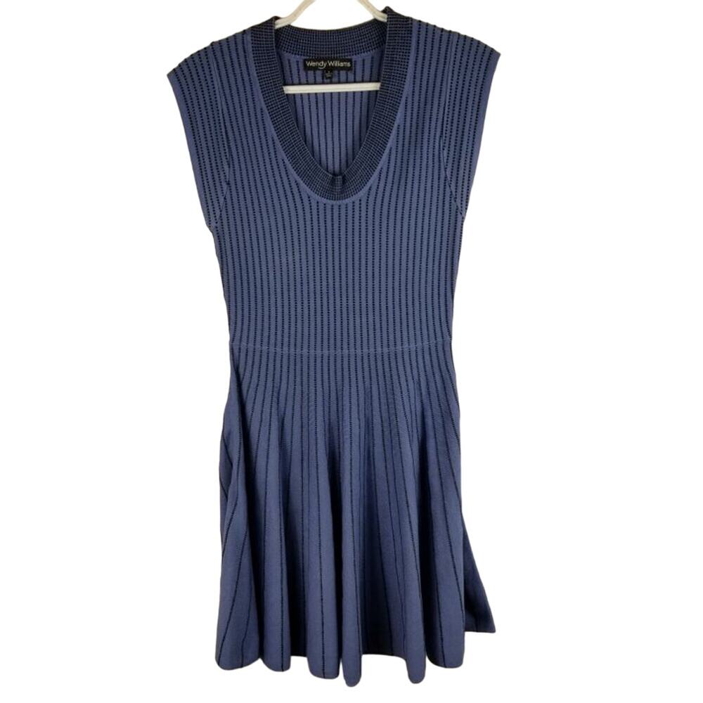 Wendy William's Athletic Pickle Ball Blue Black Knit Dress Women's S